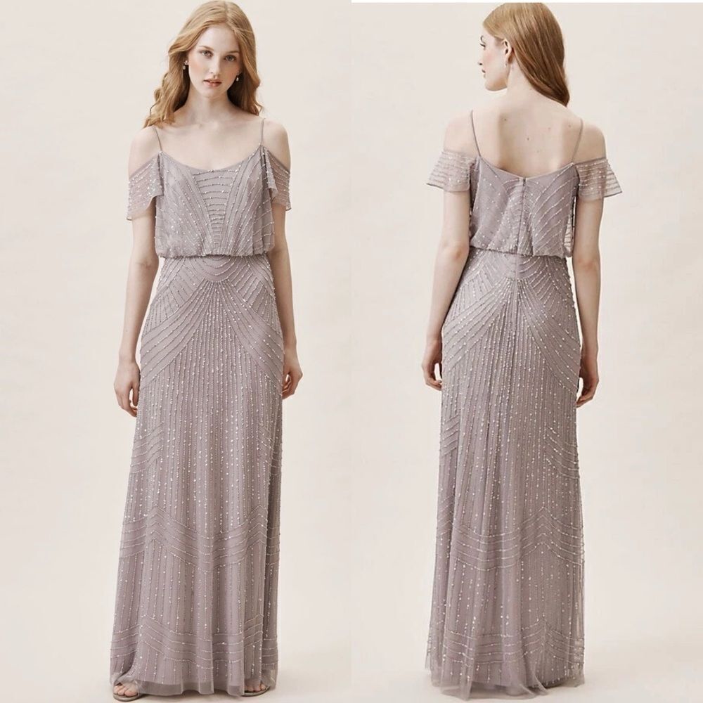 BHLDN Anthropologie Troye Sequin Dress in Lilac Purple Size 8